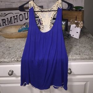 Blue lace tank top